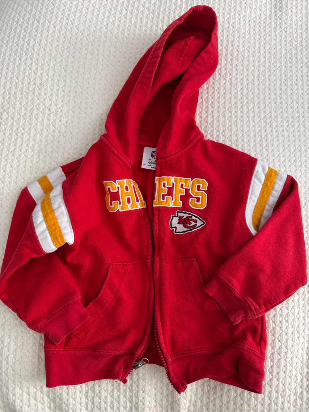 NFL Red Youth Chiefs Zip Hoodie with Yellow Lettering